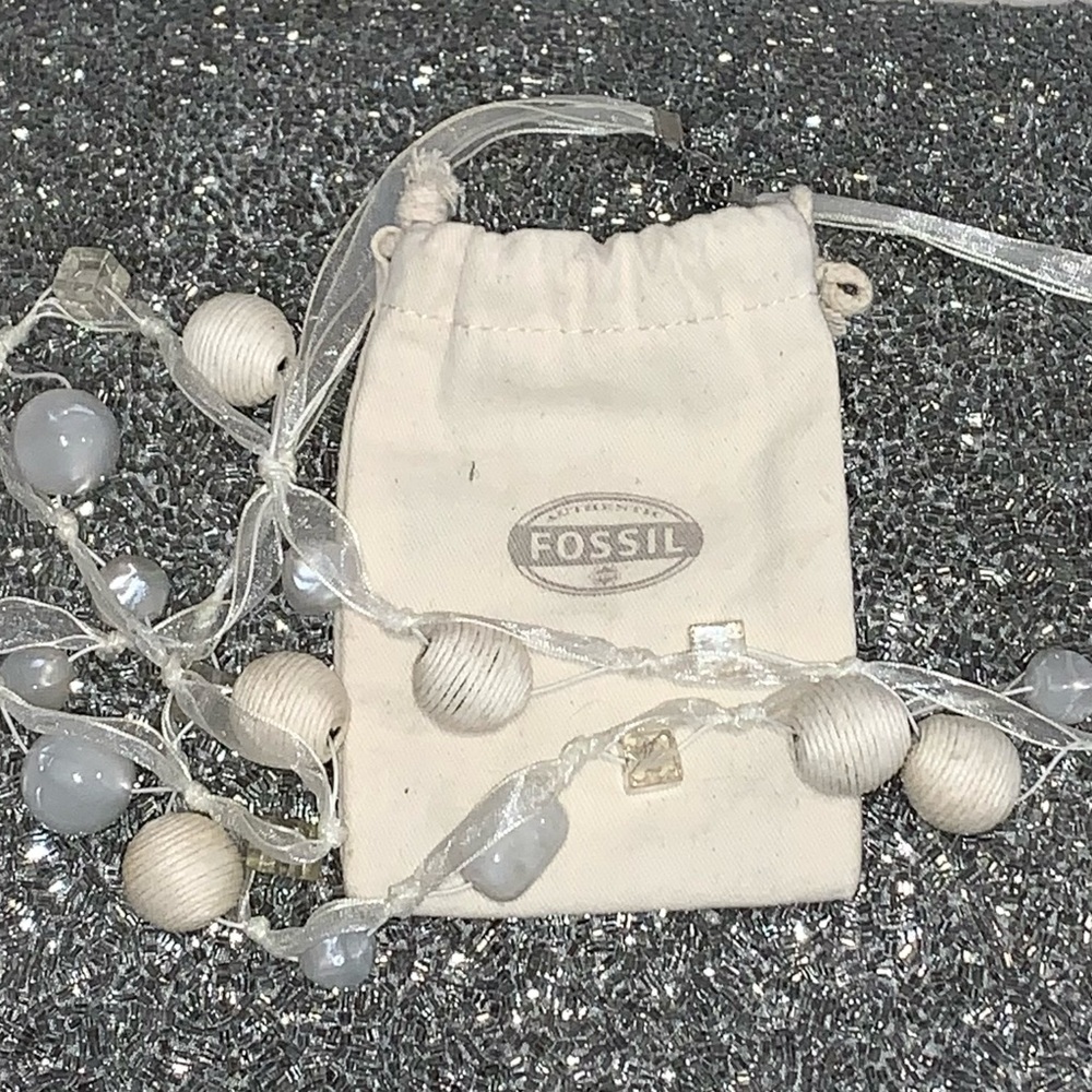 FOSSIL long double loop ribbon bead necklace women’s jewelry